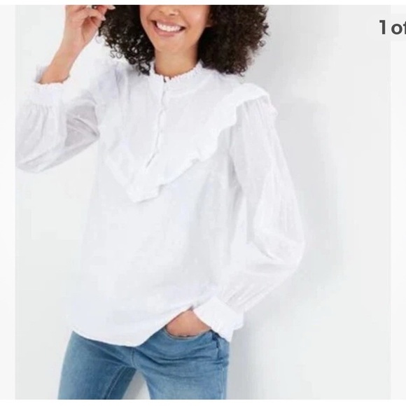 Joules Tops - Elegant White Ruffled Women's Top